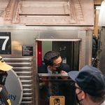 Inside an R-32 train car during one of its final rides